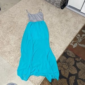 Teal and gray flowing dress size small